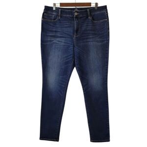 St John's Bay Skinny Leg Faded Denim Blue Jeans Size 16